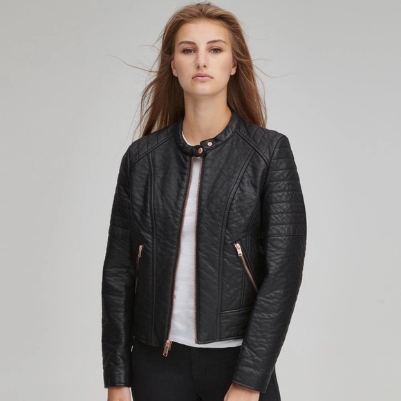 Marc New York Andrew Marc Blakely Faux Leather Moto Jacket in Black - Picture 1 of 15